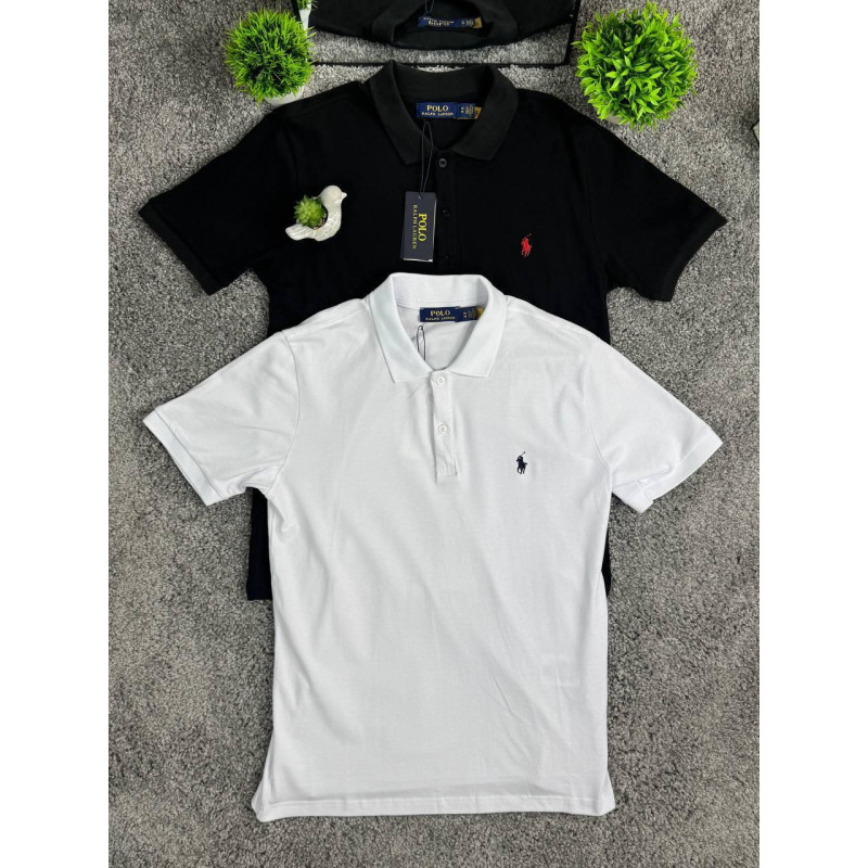 Футболка Polo Ralph Lauren з коміром чоловіча чорна футболка Поло Ральф Біла сорочка чоловіча Поло Ральф Лоурен