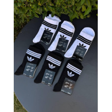 Шкарпетки Adidas чоловічі чорні високі шкарпетки Адідас спортивні чорні низькі шкарпетки Адідас білі 41-45