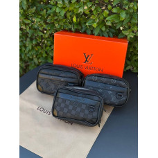 Сумка Louis Vuitton чорна чоловіча спортивна сумка Лв чорна шахова сумка Луї Віттон шкіряна чоловіча