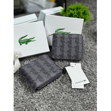 Гаманець Lacoste шкіряний на змійці сірий
