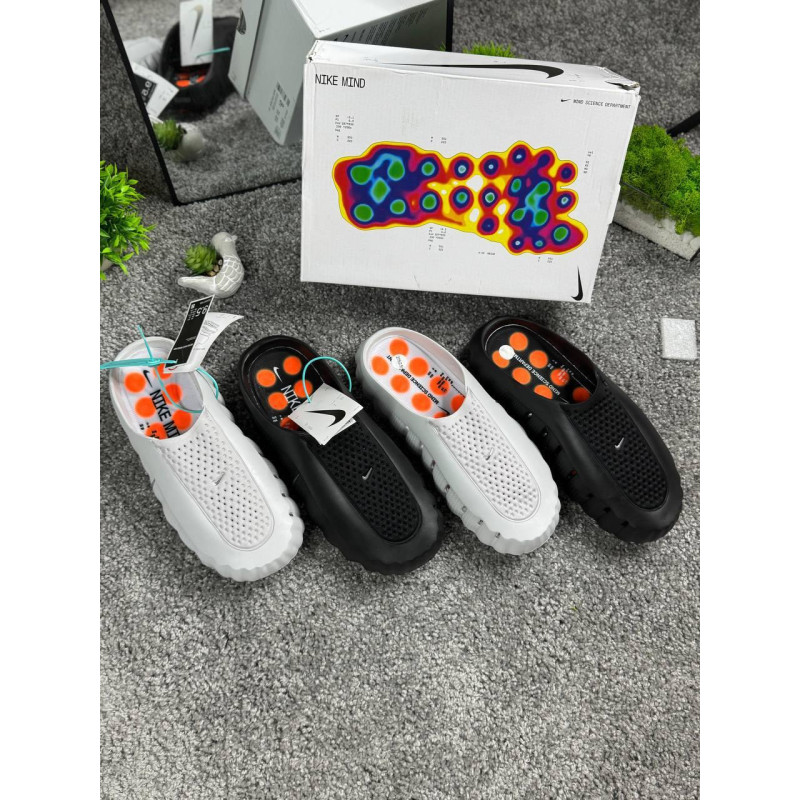 Тапки чоловічі Nike Mind, тапки Найк Майнд, піна, масажна підошва, легкі, чорні/сірі, розміри 41-45, брендова коробка