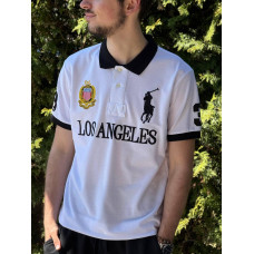 Футболка чоловіча Polo Ralph Lauren Los Angeles біла чоловіча | оригінальний стиль RL | бавовняне поло з вишивкою