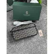 Сумка чоловіча через плече Goyard Paris чорна барсетка Гоярд | стиль luxury | компактна шкіряна сумка кроссбоді