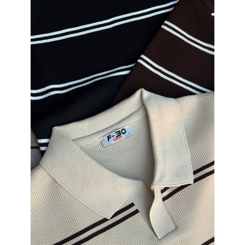 Чоловічі футболки поло в смужку з коміром – трикотажна віскоза, стиль casual / smart casual, приталений крій, м'яка