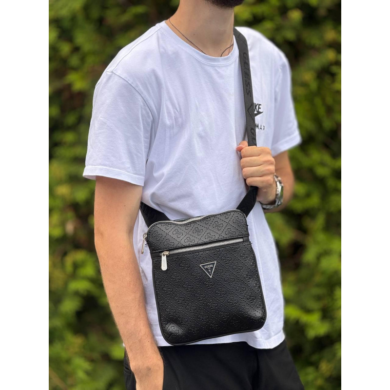 Чоловіча сумка кроссбоді Guess Vezzola Smart, барсетка через плече з екошкіри, 23×19 см