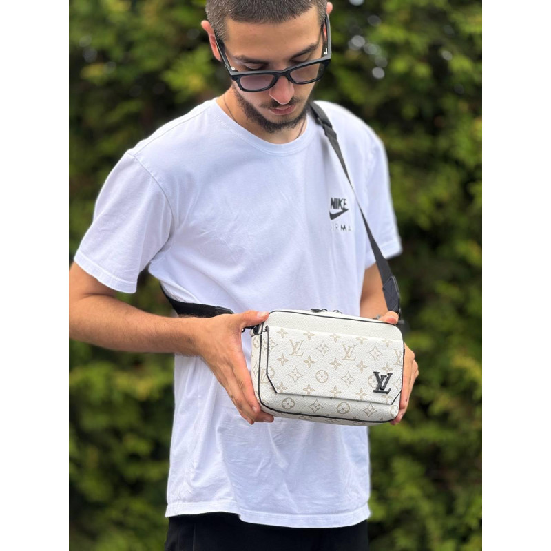 Чоловіча сумка через плече Louis Vuitton, біла барсетка кроссбоді з екошкіри 22×16 см
