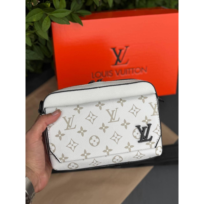 Чоловіча сумка через плече Louis Vuitton, біла барсетка кроссбоді з екошкіри 22×16 см