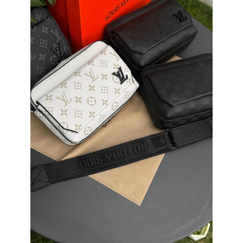 Чоловіча сумка через плече Louis Vuitton, біла барсетка кроссбоді з екошкіри 22×16 см