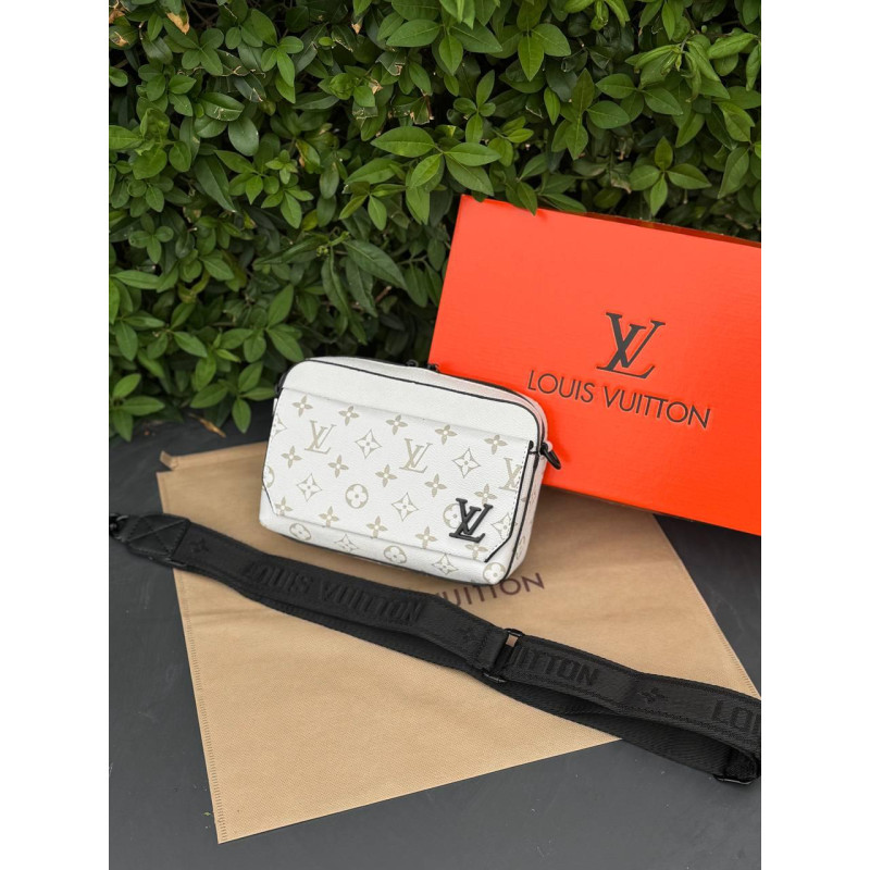 Чоловіча сумка через плече Louis Vuitton, біла барсетка кроссбоді з екошкіри 22×16 см