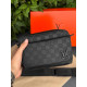 Чоловіча сумка через плече Louis Vuitton, чорна шахова кроссбоді 22×16 см з екошкіри, 3 відділення