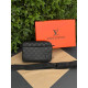 Чоловіча сумка через плече Louis Vuitton, чорна шахова кроссбоді 22×16 см з екошкіри, 3 відділення