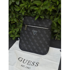 Чоловіча сумка через плече Guess Vezzola Smart, чорна кросбоді з екошкіри 23×19 см, 3 відділення