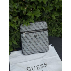 Чоловіча сумка через плече Guess Vezzola Smart, сіра кроссбоді з екошкіри 23×19 см, 3 відділення