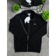 Чоловічий кардиган Lacoste чорний на блискавці (зипка Лакост), бавовняна кофта без капюшона з вишитим логотипом
