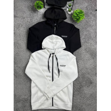 Чоловіче зіп-худі Armani Exchange (Armani A|X) чорне/біле на блискавці, бавовняна кофта з капюшоном