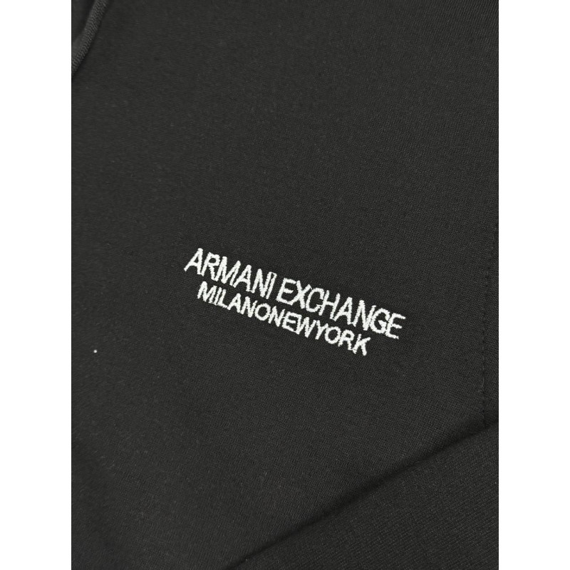 Чоловічий зип-худі Armani Exchange чорне на блискавці з капюшоном, бавовняна кофта A|X