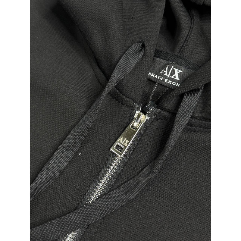 Чоловічий зип-худі Armani Exchange чорне на блискавці з капюшоном, бавовняна кофта A|X