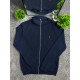 Чоловічий кардиган Polo Ralph Lauren темно-синій на блискавці без капюшона, бавовняна кофта преміум якості з вишитим логотипом