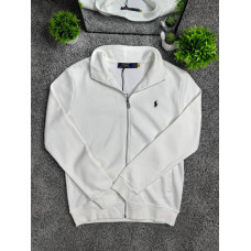 Чоловіча біла сіпка Polo Ralph Lauren на блискавці без капюшона, білий кардиган Поло Ральф Лорен, бавовняна кофта RL