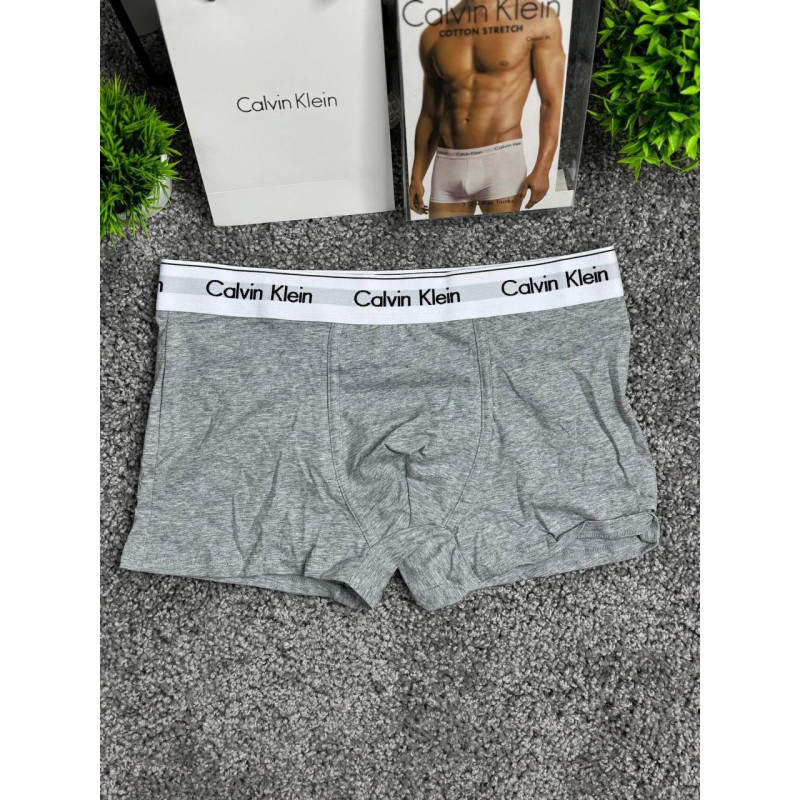 Чоловічі боксери Calvin Klein набір 3 пари, бавовняні труси CK чорні білі сірі, брендові боксери Кельвін Кляйн