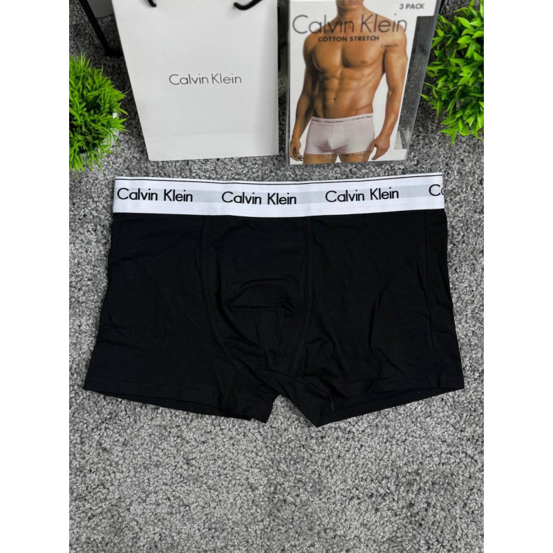 Чоловічі боксери Calvin Klein набір 3 пари, бавовняні труси CK чорні білі сірі, брендові боксери Кельвін Кляйн