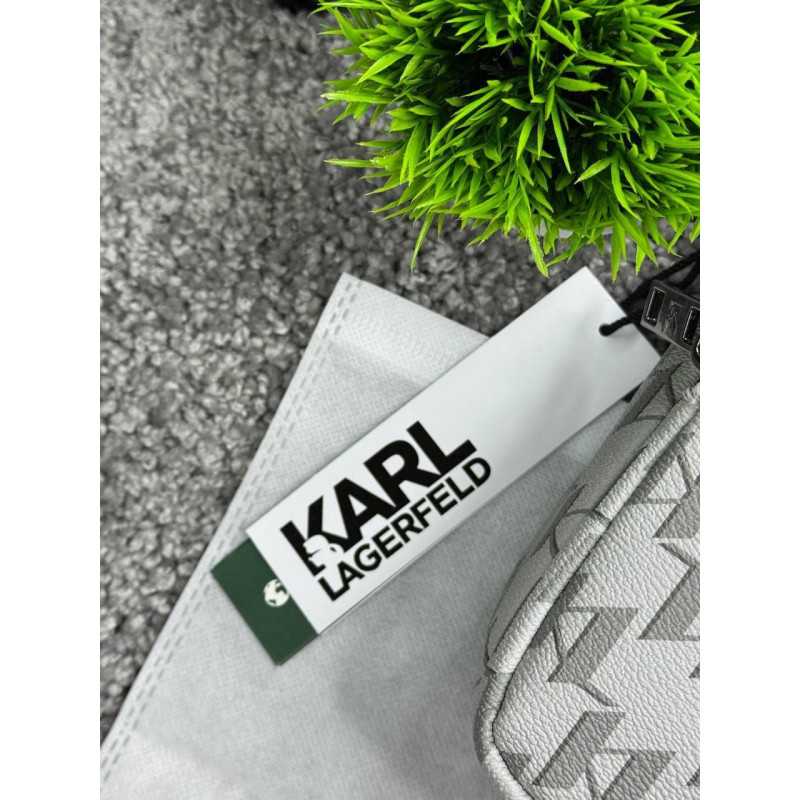 Чоловічі сумки месенджер Karl Lagerfeld біла, стильна барсетка через плече з екошкіри 23×17 см, брендова сумка Karl Lagerfeld