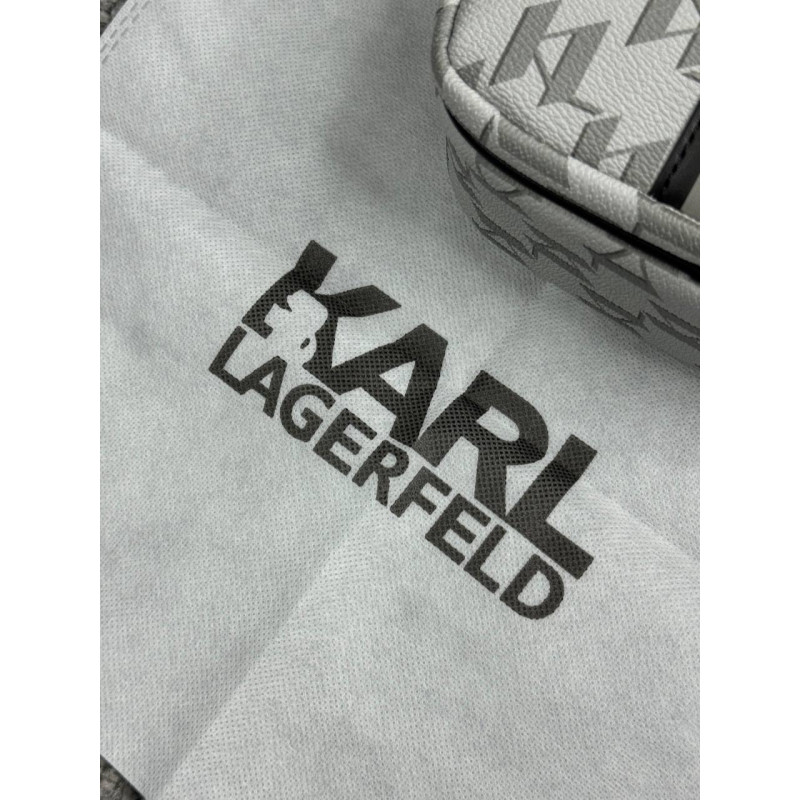 Чоловічі сумки месенджер Karl Lagerfeld біла, стильна барсетка через плече з екошкіри 23×17 см, брендова сумка Karl Lagerfeld