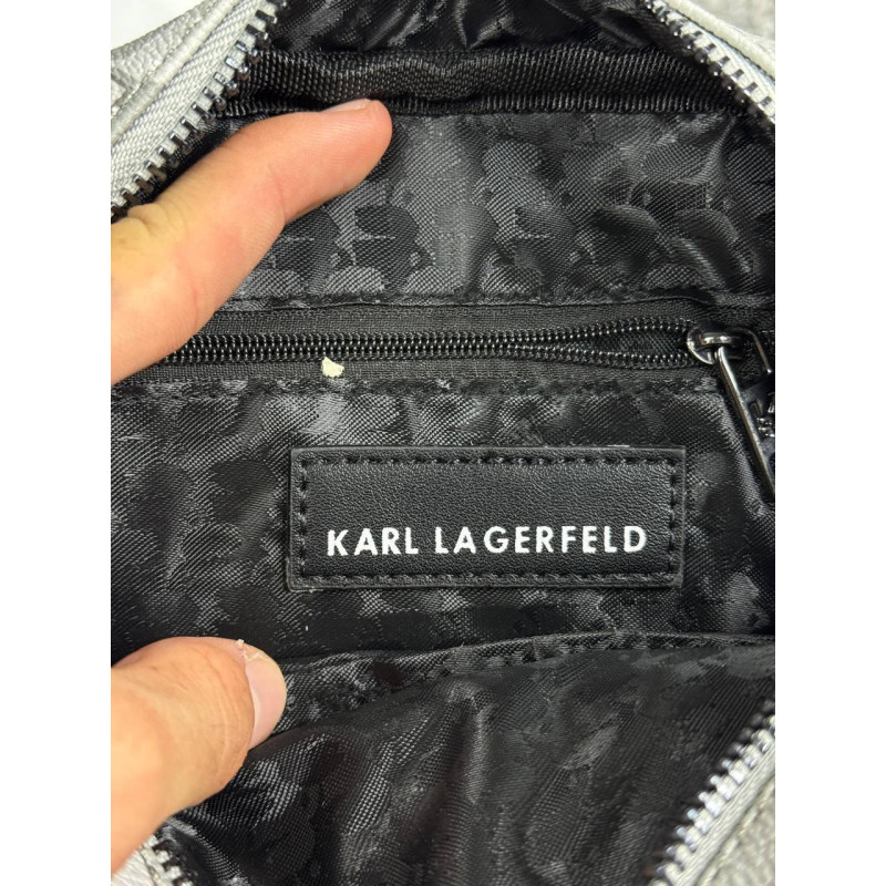 Чоловічі сумки месенджер Karl Lagerfeld біла, стильна барсетка через плече з екошкіри 23×17 см, брендова сумка Karl Lagerfeld