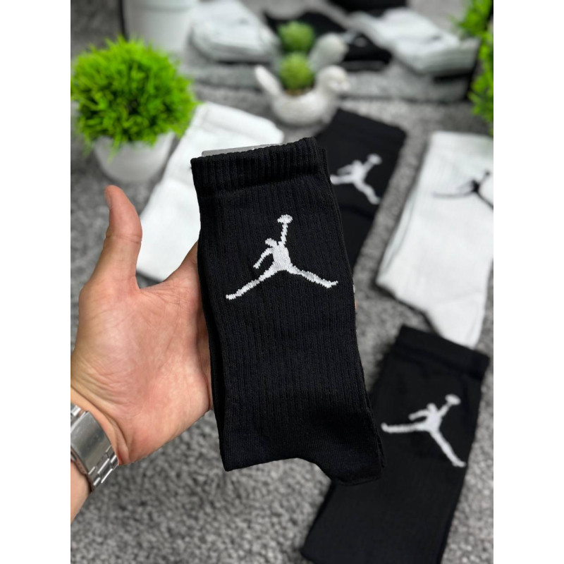 Високі чоловічі шкарпетки Jordan набір 6 пар, чорні та білі спортивні шкарпетки Джордан, бавовняні шкарпетки з логотипом Jumpman
