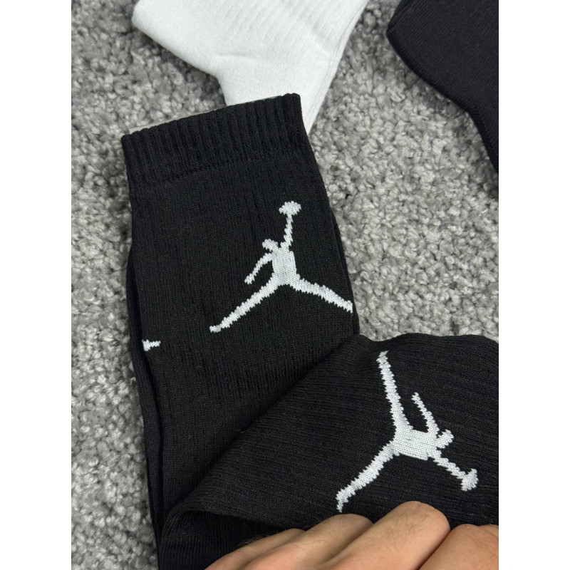 Високі чоловічі шкарпетки Jordan набір 6 пар, чорні та білі спортивні шкарпетки Джордан, бавовняні шкарпетки з логотипом Jumpman