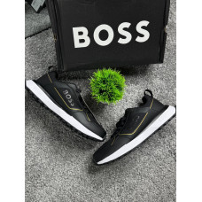 Чоловічі кросівки Hugo Boss чорні, стильні спортивні кросівки Хуго Босс із текстилю з легкою піновою підошвою