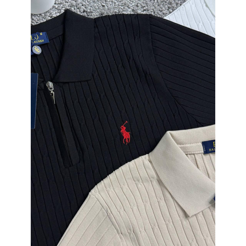 Чоловічі трикотажні футболки поло Polo Ralph Lauren на блискавці, поло Поло Ральф Лоурен з віскози (чорний, білий, бежевий)