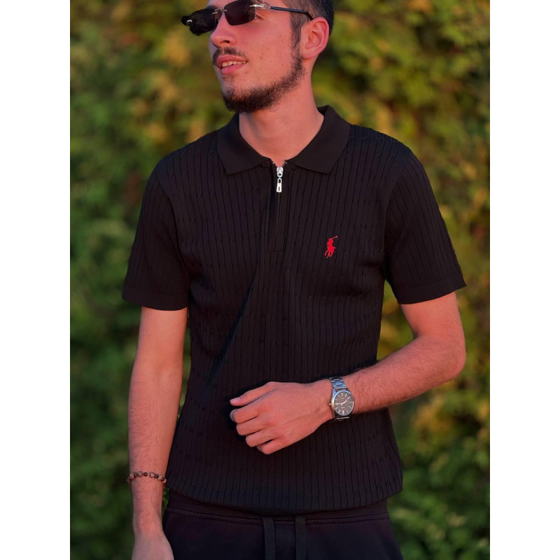 Чоловічі трикотажні футболки поло Polo Ralph Lauren на блискавці, поло Поло Ральф Лоурен з віскози (чорний, білий, бежевий)