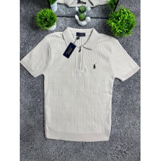 Чоловічі трикотажні футболки поло Polo Ralph Lauren бежевого кольору на блискавці, поло Поло Ральф Лоурен з віскози