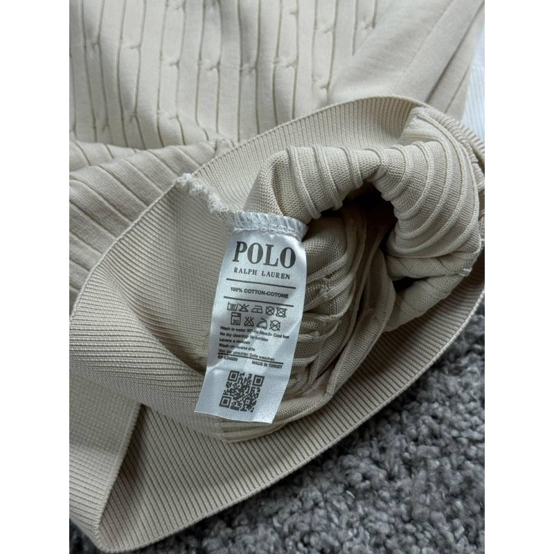 Чоловічі трикотажні футболки поло Polo Ralph Lauren бежевого кольору на блискавці, поло Поло Ральф Лоурен з віскози