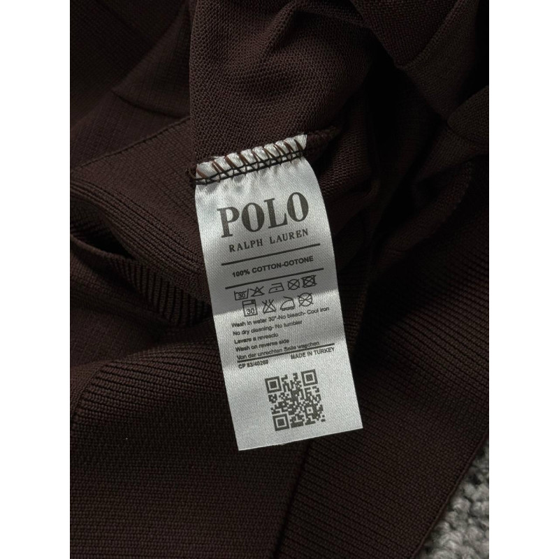 Чоловічі трикотажні футболки поло Polo Ralph Lauren бежевого кольору в смужку на блискавці, поло Поло Ральф Лоурен з віскози
