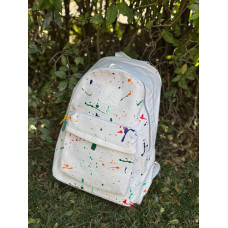 Чоловічий рюкзак Jordan Monogram білий з принтом фарби 44×31 см — стильний текстильний backpack Джордан
