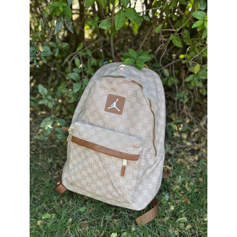 Чоловічий рюкзак Jordan Monogram бежевий 44×31 см — стильний текстильний backpack Джордан з тисненням