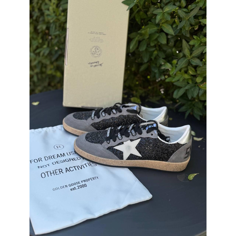 Чоловічі кросівки Golden Goose Ball Star чорні — стильні повсякденні кеди Голден Гус з екошкіри, чорно-сірі sneaker