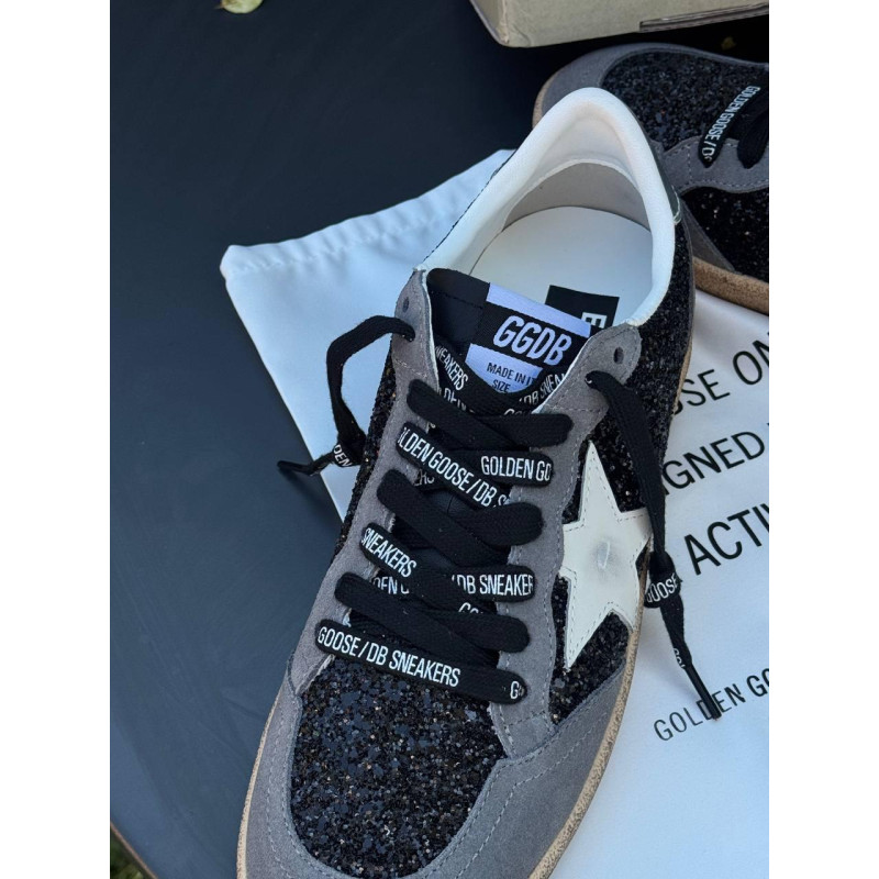 Чоловічі кросівки Golden Goose Ball Star чорні — стильні повсякденні кеди Голден Гус з екошкіри, чорно-сірі sneaker