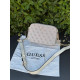 Сумка Guess жіноча бежева через плече 23×15 см, стильна кроссбоді Гесс з екошкіри, маленька повсякденна сумочка