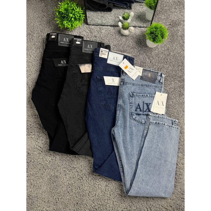Чоловічі джинси MOM Armani Exchange - прямий крій, чорні / графіт / темно-сині / світлі, стильні повсякденні штани, щільний
