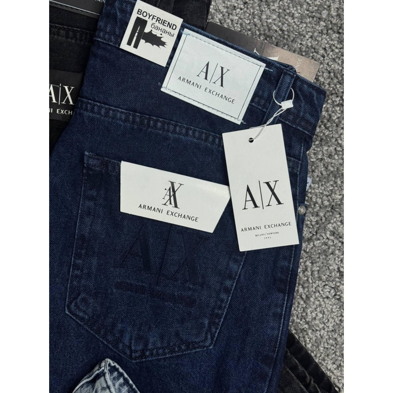 Чоловічі джинси MOM Armani Exchange A|X світлі — прямий крій, стиль boyfriend, щільний денім, джинси з вишивкою, розміри 29–38