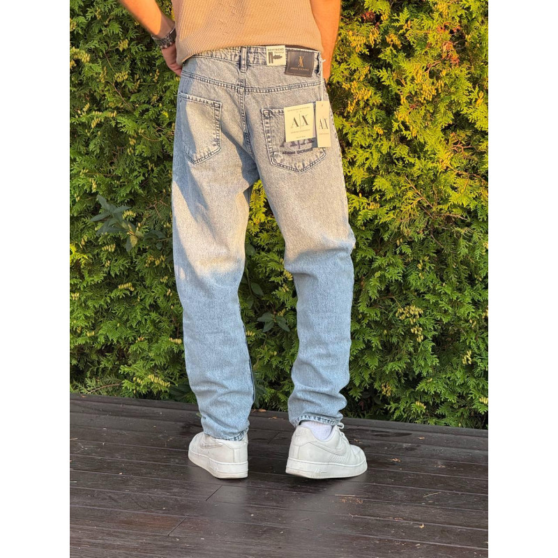 Чоловічі джинси MOM Armani Exchange A|X світлі — прямий крій, стиль boyfriend, щільний денім, джинси з вишивкою, розміри 29–38