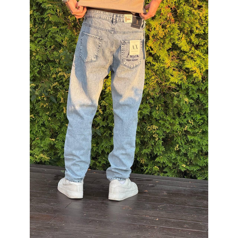 Чоловічі джинси MOM Armani Exchange A|X світлі — прямий крій, стиль boyfriend, щільний денім, джинси з вишивкою, розміри 29–38