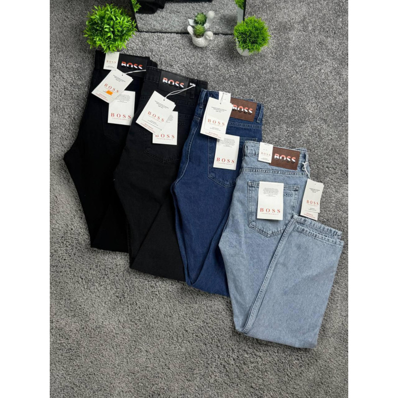 Чоловічі джинси MOM Hugo Boss BOSS - прямі штани, бойфренд крій, чорні / графіт / темно-сині / світлі, брендові джинси, розміри 29