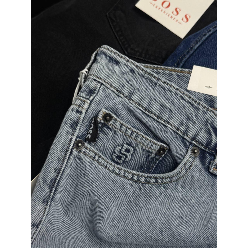 Чоловічі джинси MOM Hugo Boss BOSS темно-сині - прямі штани, класичний денім, бойфренд крій, брендові джинси, розміри 29-38 (