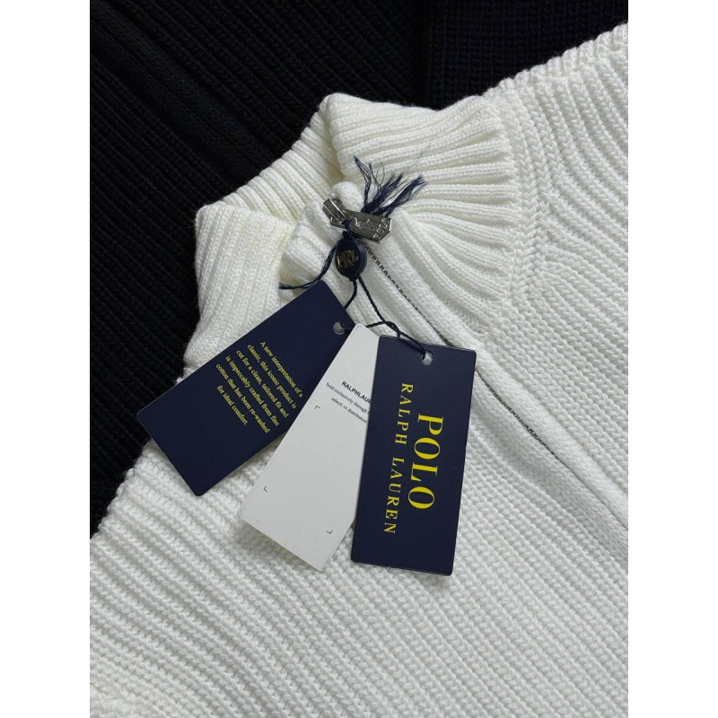 Чоловічий кардиган Polo Ralph Lauren темно-синій на блискавці, в'язана кофта Поло Ральф Лорен з бавовни, стильна сіпка