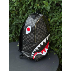 Рюкзак SprayGround чоловічий чорний міський рюкзак Спрейграунд з принтом акула стильний рюкзак з екошкіри 4 відділення
