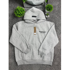 Чоловічий худий Essentials Fear of God (FOG) оверсайз сіра тепла бавовняна на мікрофлісі з вишитим логотипом і капюшоном S M L XL